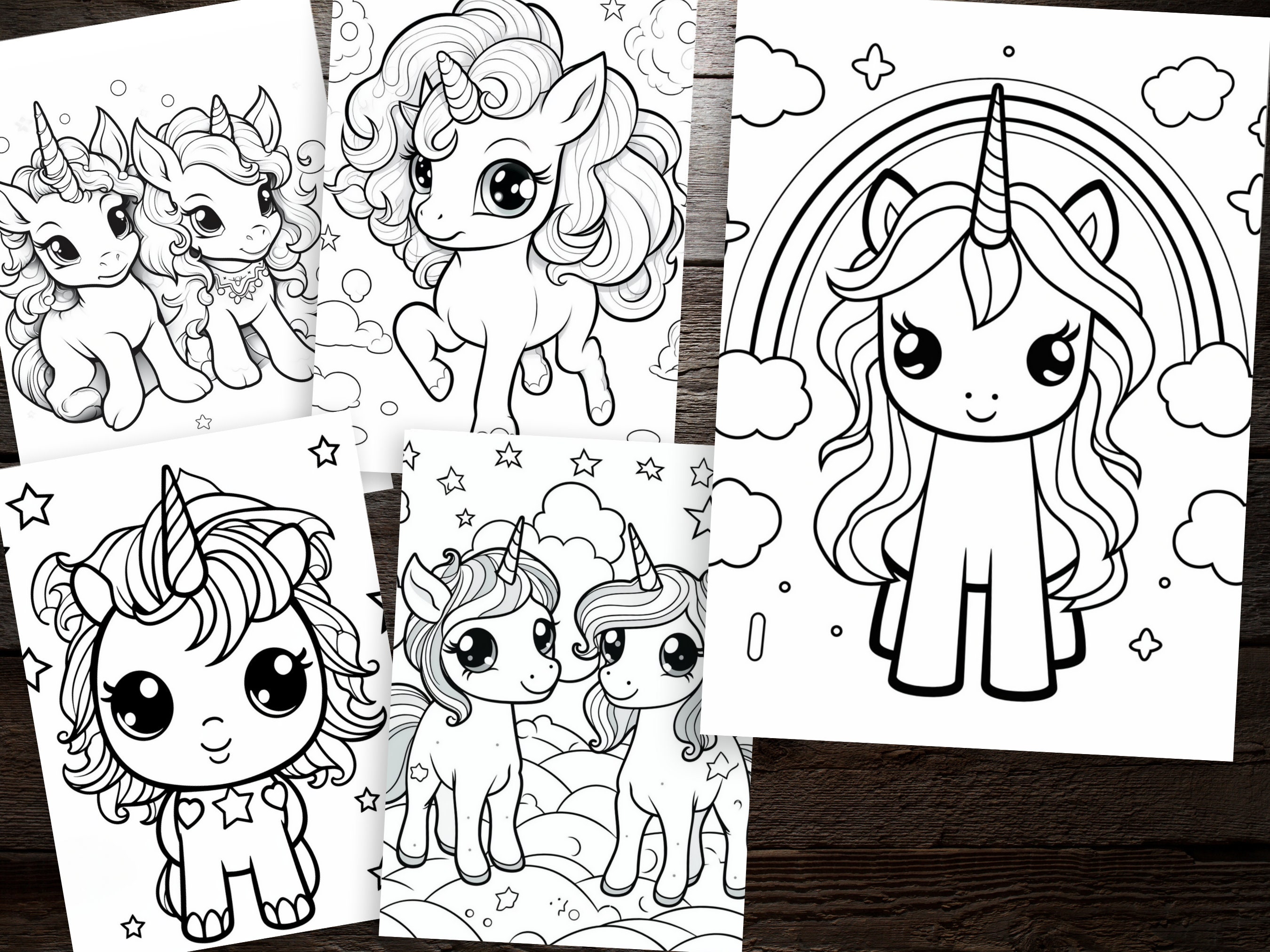 50 Cute Unicorn Coloring Book Pages | PDF Format | Instant Download