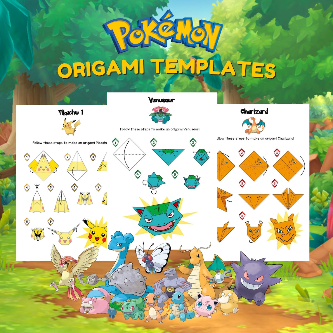 10 Pokemon Origami Paper Templates Pokemon Party Games, Pokemon Party ...