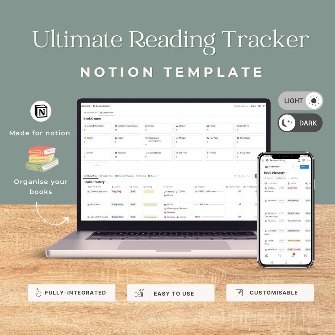 Notion Reading Notes Reading Notion Template, Reading Tracker, Digital Reading Journal, Book ...