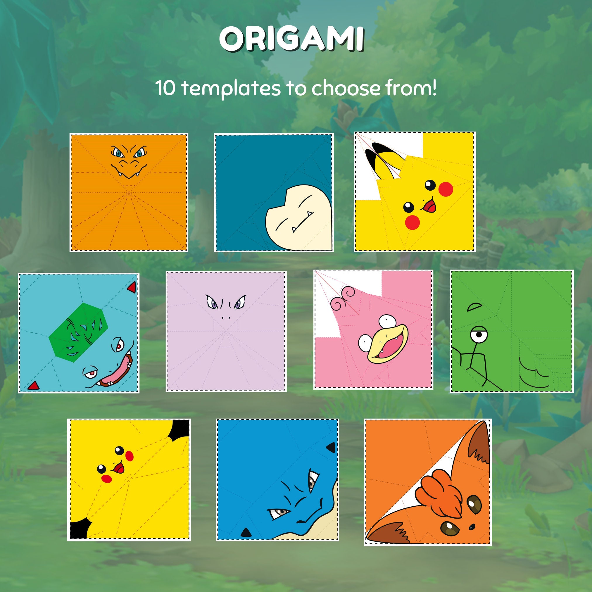 10 Pokemon Origami Paper Templates Pokemon Party Games, Pokemon Party Printable, Pokemon Craft ...