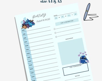 lilo and stitch daily planner , this week, to do things, notes , digital planner