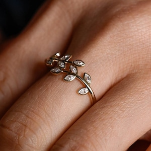 Einzigartige Diamanten Hochzeit Band Art Deco Blatt Rose Gold Zweig Passende Band Halbe Ewigkeit Zweig Band Einzigartige Moissanite Jahrestag Frauen Geschenk