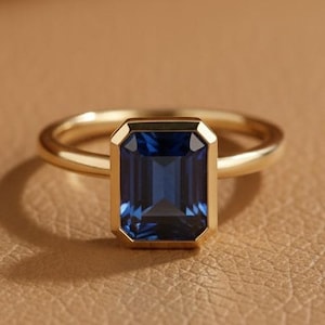 Genuine Blue Sapphire Ring 14K Gold Ring, September Birthstone Jewelry, Engagement Ring, Promise Ring, Anniversary Birthday gift for her