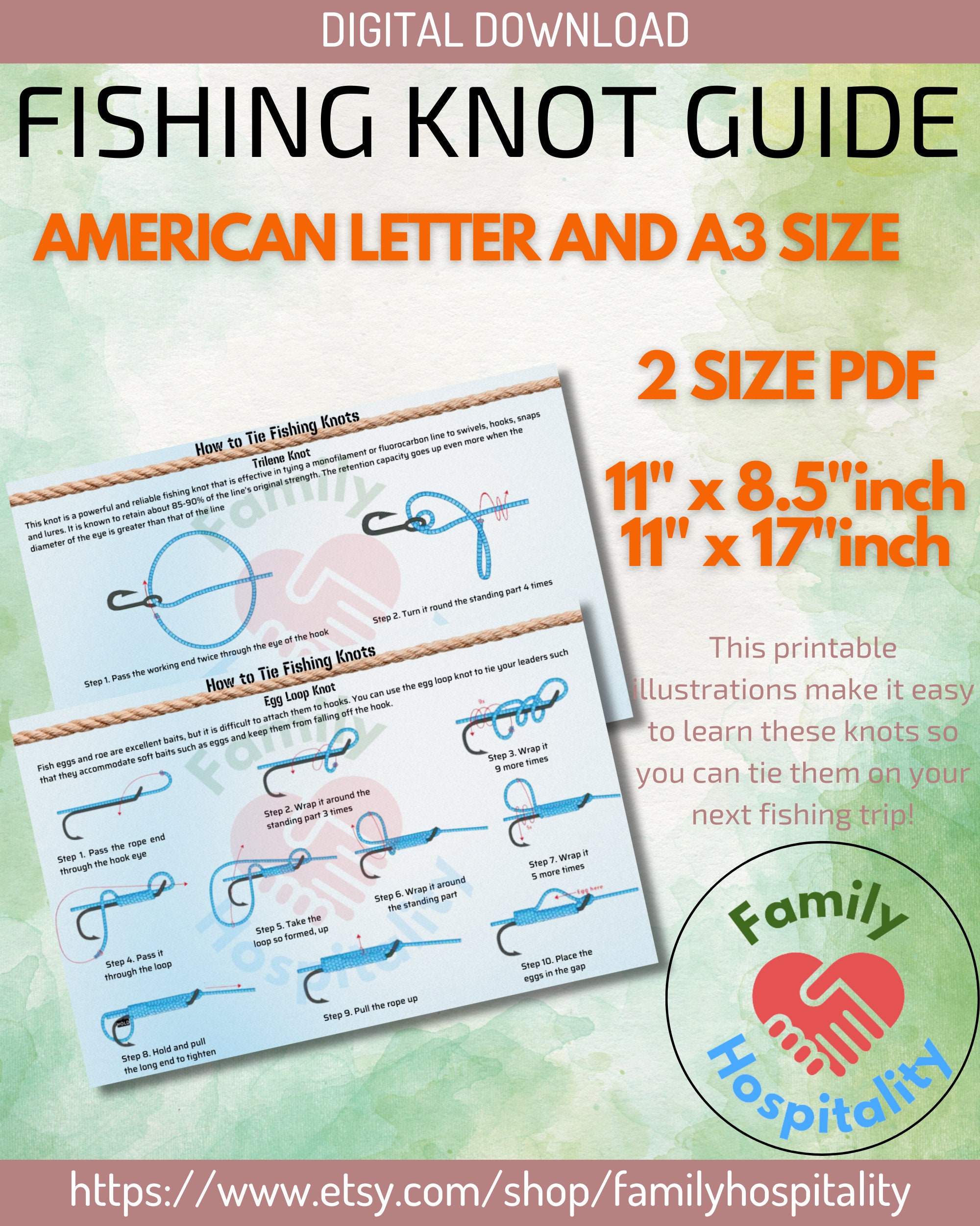 Fishing Knot Printable | Fishing Knot Sheet | Most Effective Knots | Most Essential Knot | Most ...