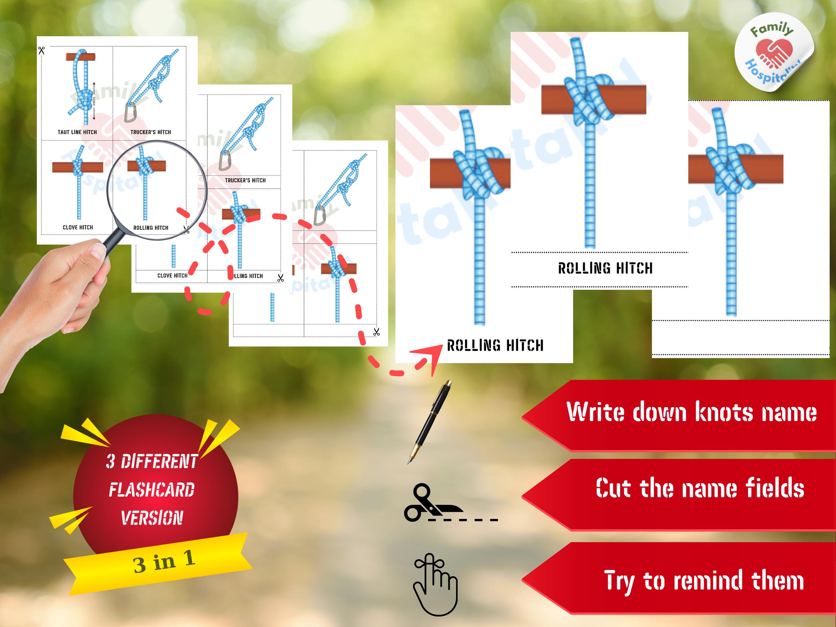 Camp Knot Bundle Flashcards Printable Scout Knot Video Tutorial Useful ...