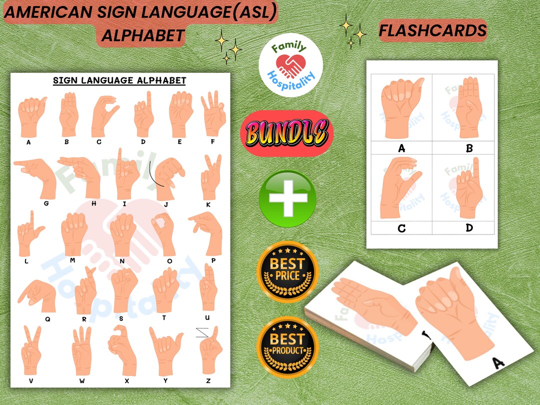 Asl Alphabet Bundle Flashcards Printable Sign Language Alphabet Cards
