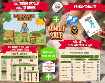 American Heritage Girls Outdoor Fähigkeiten Knotenführer | AHG Camping, Scouting & Survival Knoten | Druckbare Karteikarten + Video Unterstützung
