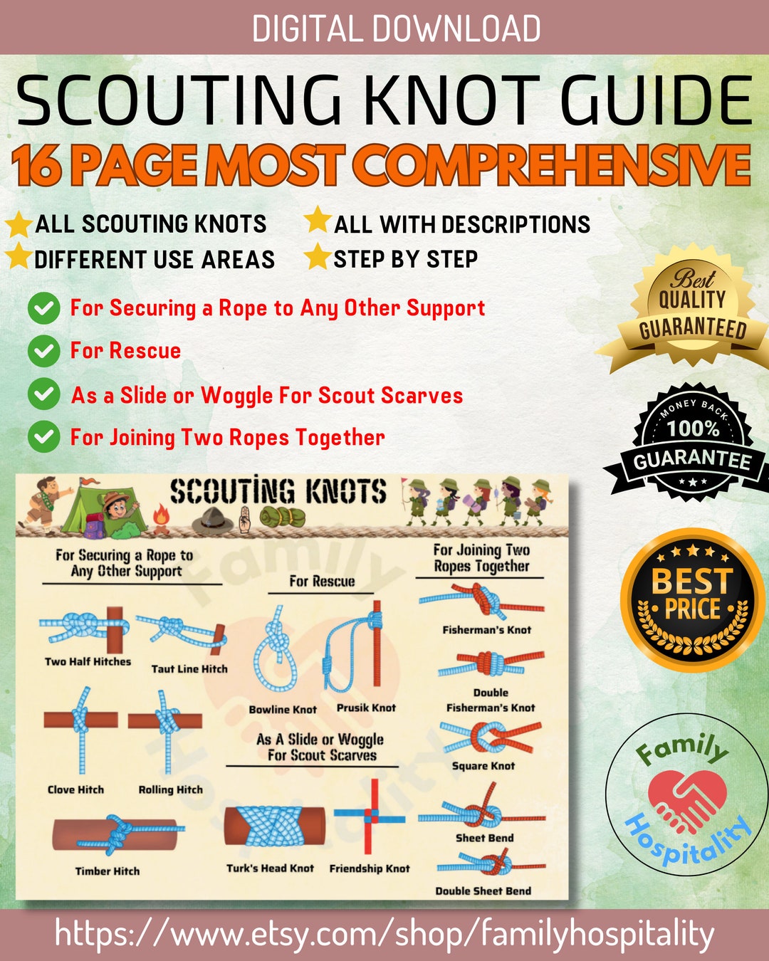 Camp Knot Printable Scout Knot Sheet Most Effective Knots Most