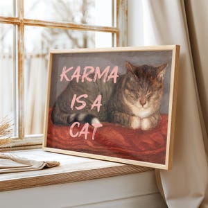 Karma is a Cat Song Lyrics Swiftie Wall Art Instant Download Print, Room Dopamine Decor for Teens, Altered Art Digital Print TTPD