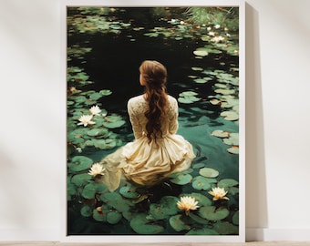 Wydruk artystyczny „Ophelia”: nastrojowy, gotycki, wiktoriański, mroczny wystrój akademicki