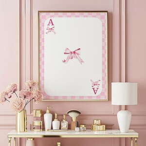 Pink Ace of Bows Art Print: Coquette Room Decor (Digital Download)