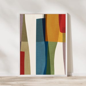 Mid-Century Modern Leinwand gerahmt: Abstrakte geometrische Wandkunst