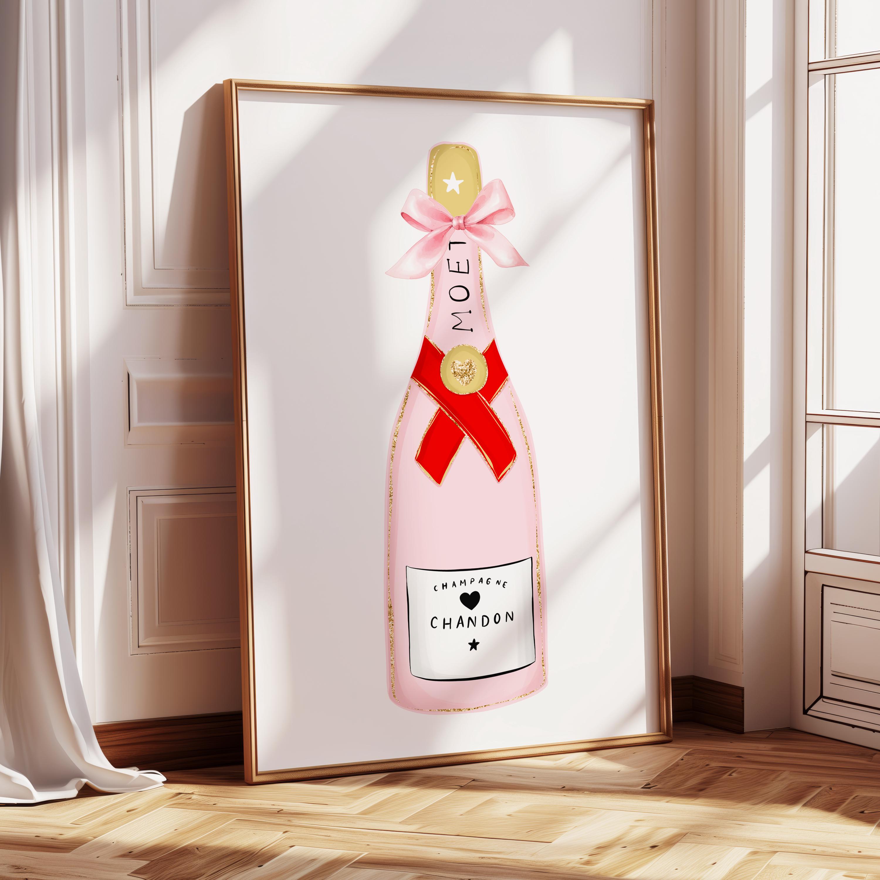 Pink Champagne Art Print: Moet Chandon, Teen Room Decor (instant