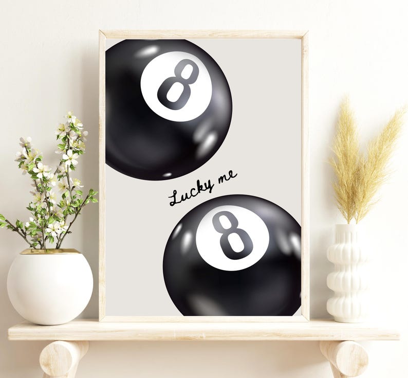 8 Pool Ball Print, Lucky Me Poster Trendy Art, 8 Ball Apartment Wall ...