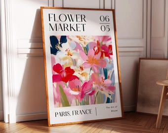 Flower Market Poster - Paris Flower Market Fine Art Print for Home Decor & Spring Gift