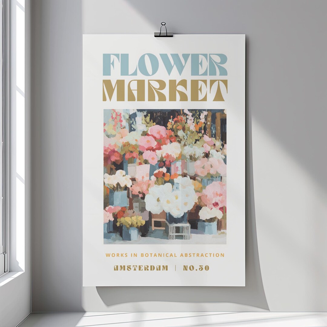 Flower Market Poster - Amsterdam Flower Market Fine Art Print for Home ...