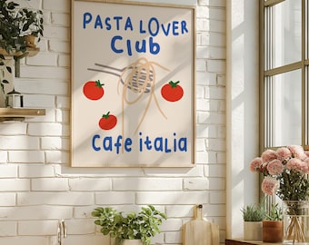 Pasta Lover Club-poster: grillige Italiaanse keukenkunst
