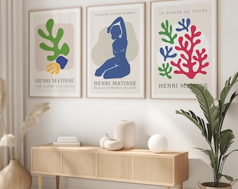Matisse Style Art Prints: Set of 3 Colorful Mid-Century Modern (Digital Download)