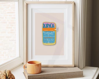 Printable Sardines Art Print - Cute Kitchen Decor - Aesthetic Fish Wall Art - Gallery Wall Art - Sardine Art Print Poster Tinned fish Decor