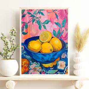 Bowl of Lemons Art Print: Maximalist Kitchen Wall Decor (Digital Download)