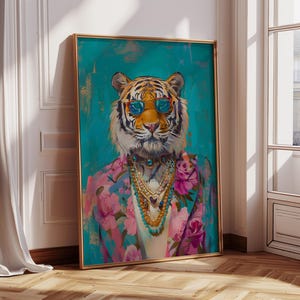 Maximalist Tiger Art Print: Eclectic Jungle Wall Decor (Digital Download)