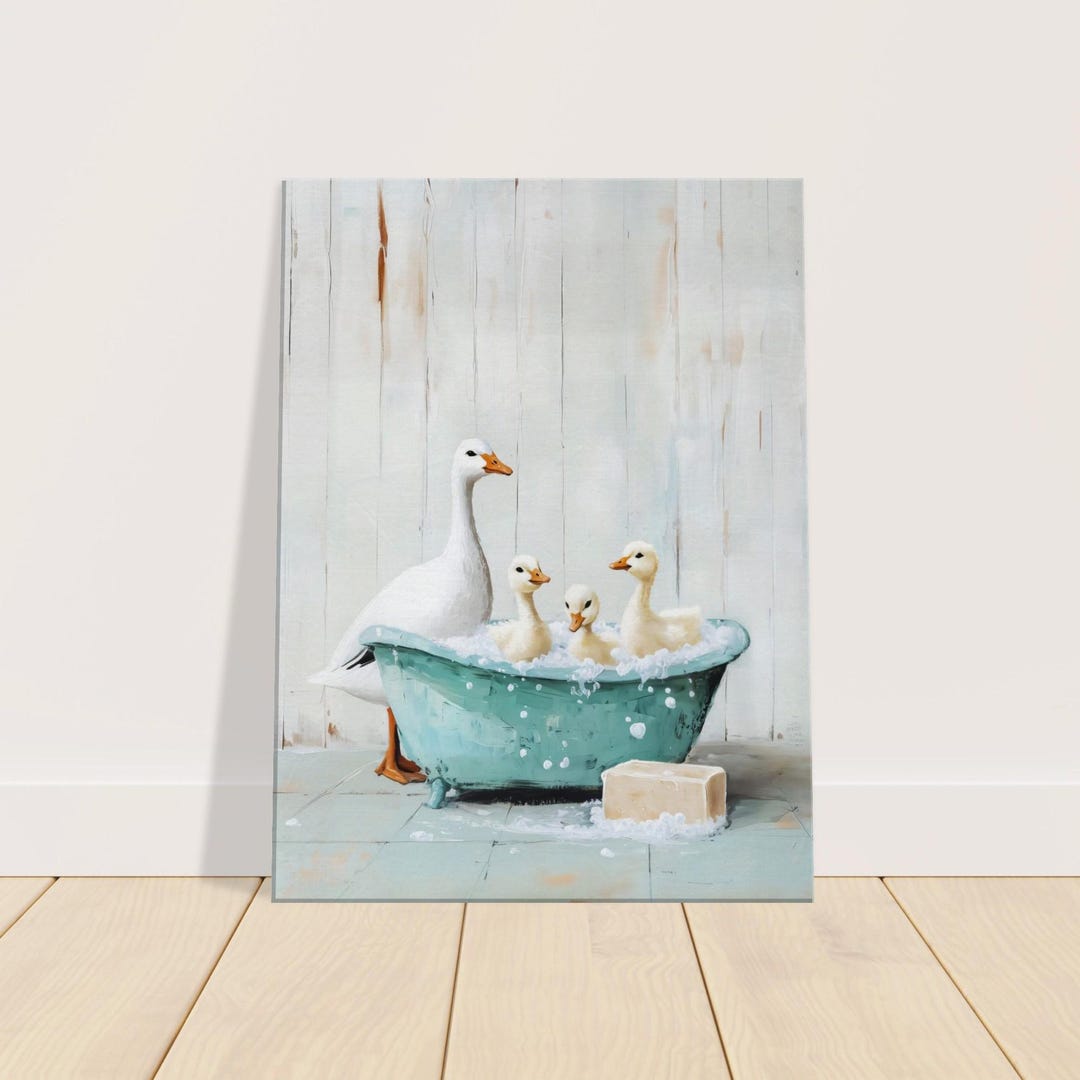 Baby Ducks in Bathtub Canvas Print: Kids Bathroom Wall Art - Etsy