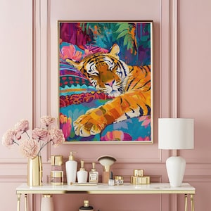 Maximalist Tiger Wall Art  | Tiger Art Print | Jungle Wall Decor | Maximalist Wall Decor | Living Room Decor | Maximalist Digital Download