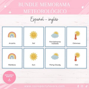 Memória de ensino meteorológico, cartões de ensino para impressão, inglês, espanhol, primeira infância, Montessori, recursos educacionais encasa