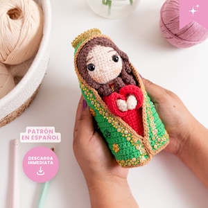 PATRÓN de ganchillo de la Virgen de Guadalupe en ESPAÑOL, archivo digital en PDF para elaborar amigurumis católicos