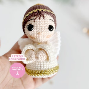 Digital pattern in Spanish: Guardian Angel crochet, digital PDF file for making Catholic and Christian amigurumis