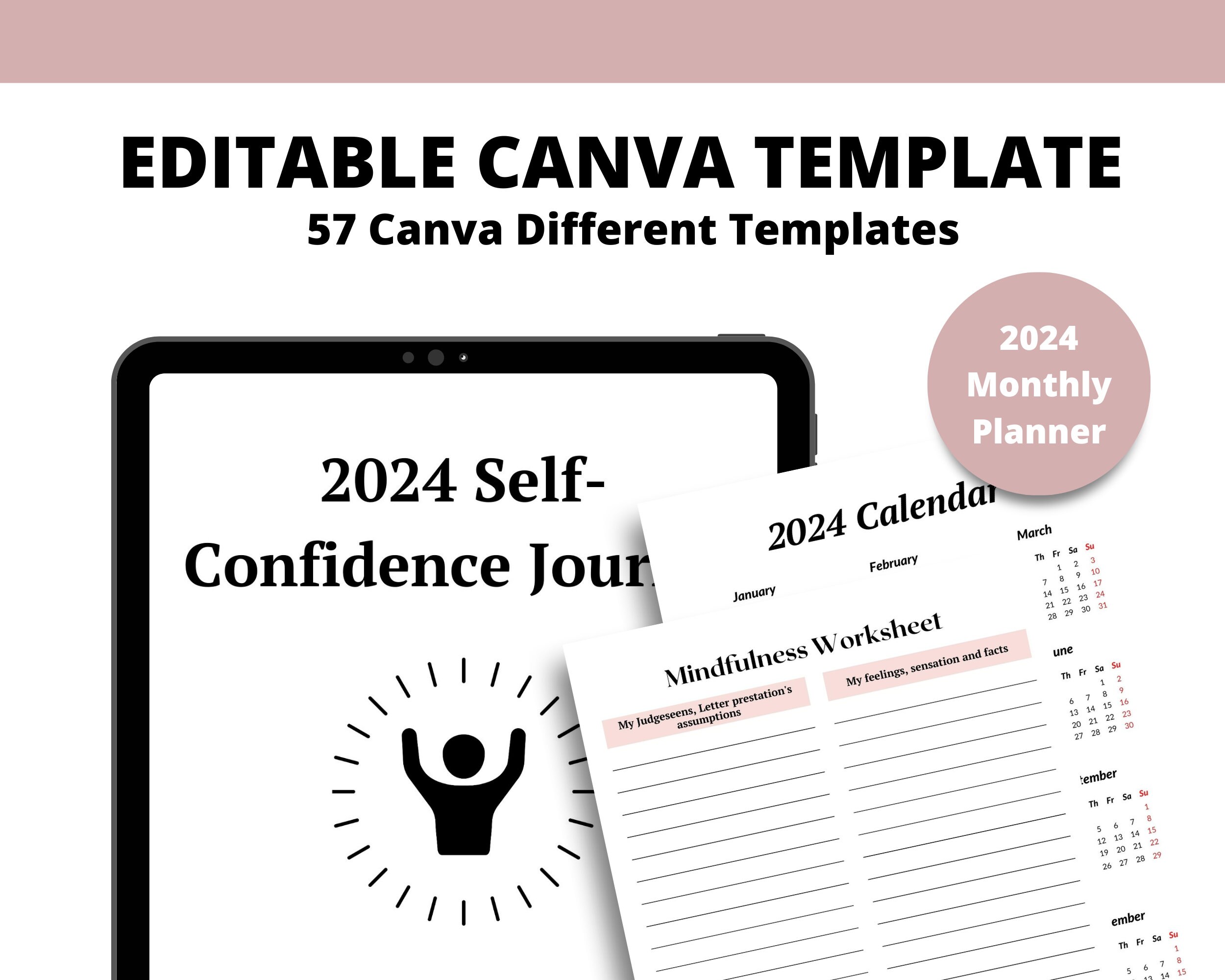 2024 Self Confidence Journal Printable and Editable Canva KDP - Etsy