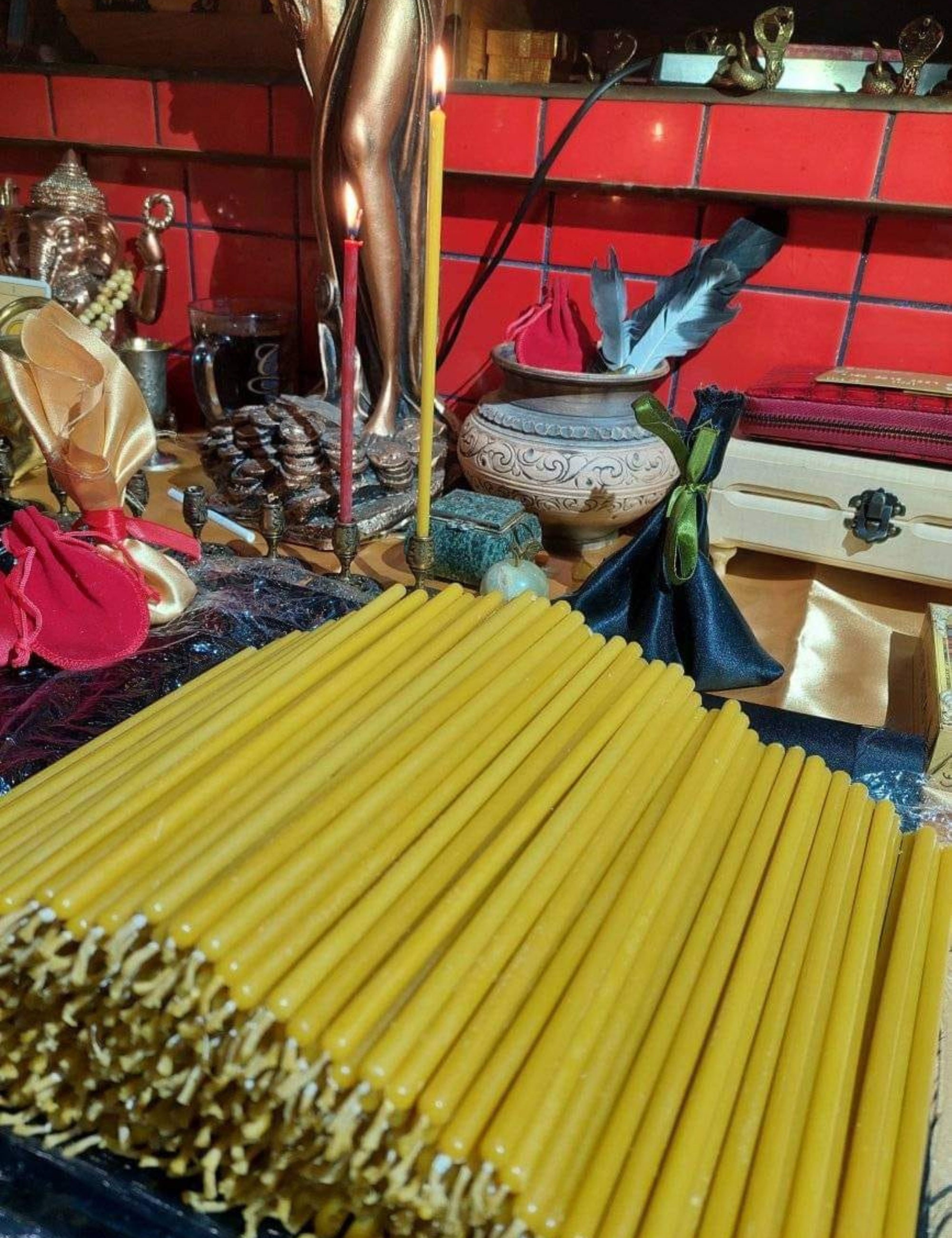 Yellow Ritual Design Yellow Altar Candles 296 Mm, Beeswax, Witch Candles, Ritual Candles ...
