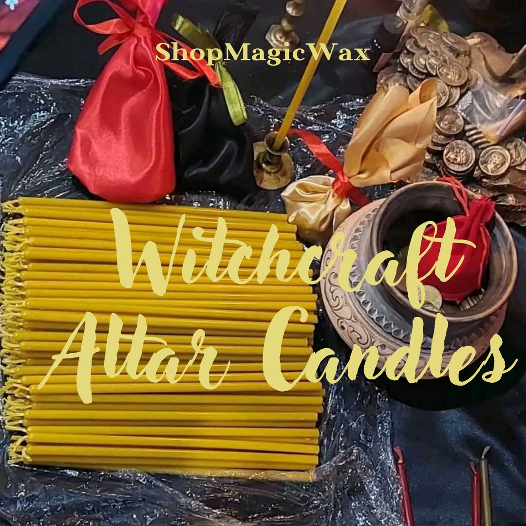 Yellow Altar Candles 296 Mm, Beeswax, Witch Candles, Ritual Candles
