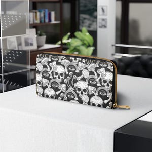 Cartera gótica con forma de ojo de calavera y hongo, cartera única de moda alternativa, regalo perfecto para los amantes de Halloween, uso diario.