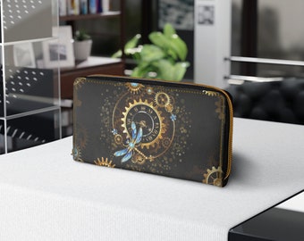 Steampunk Dragonfly Zipper Wallet