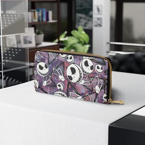Jack Skellington Pink Lila Geldbörse mit Reißverschluss
