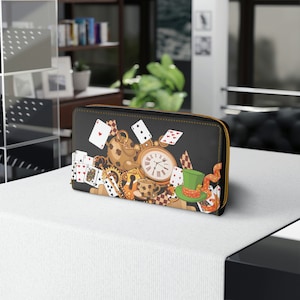 Cartera Wonderland en negro: cartera con cremallera única