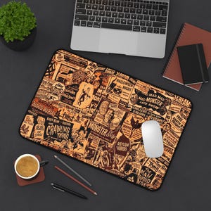 Tapete de escritorio con diseño gráfico retro de terror y suspenso con monstruos