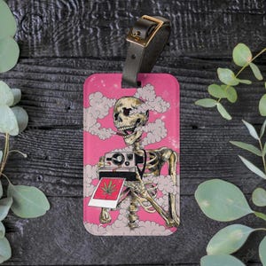 Graphic Skeleton Stoner Travel Luggage Tag