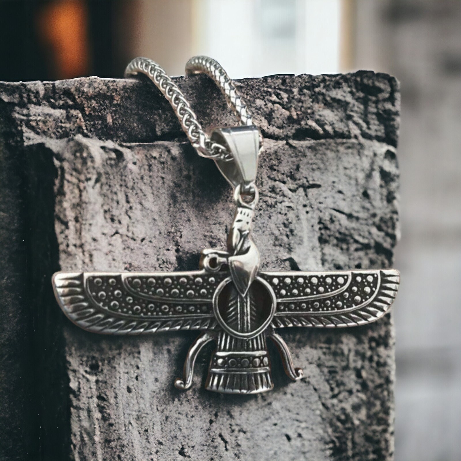 Ahura Mazda Pendant Necklace Persian God Charm Necklace 316L Stainless