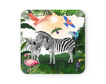 Zebra Coaster | Drink Coaster | Animal Print Coaster Set | Zebra Print Coasters | Safari Decor | Tea Gifts | Wine Coaster | Tropical Print