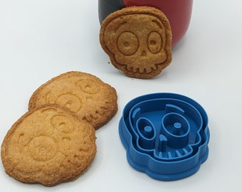 Cortador de galletas Calavera Halloween / Herramienta de panadería / Impresión 3D PLActiva de cobre / Guía de formas / Sello / Herramientas de forma pop