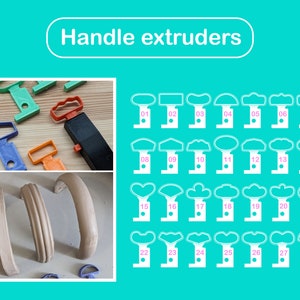 Handle clay extruder / Mirette pour anses / Pottery tool / PLA 3D print / Shape guide / Ceramic utensil / Pop shape tools image 1