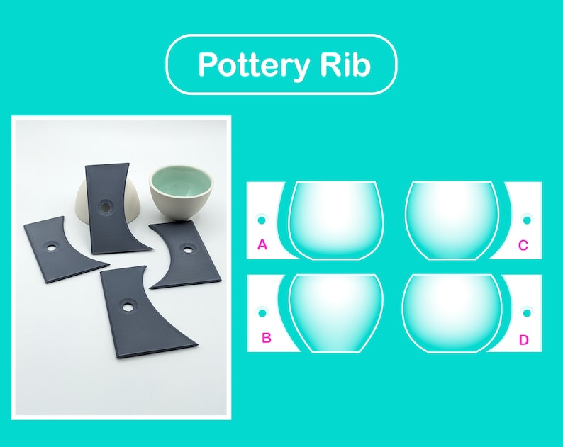 Estèque gabarit / Pottery tool / pottery rib / PLA 3D print / Shape guide / Pop shape tools zdjęcie 1
