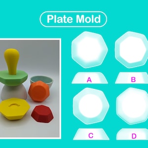 Pottery Plate mold Heptagon / Pottery form / Modeling tool / Base guide / Pop shape tools