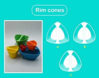 Driehoek pottenbakkerskegel / Rim kegel / Aardewerk gereedschap / PLA+ 3D print / Basisgeleider / Pop-vorm gereedschap