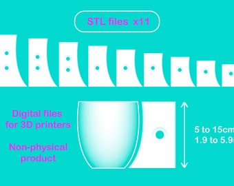 3D digital files Estèque gabarit x11 / STL files / Pottery tool / pottery rib / Digital item / Shape guide / Pop shape tools