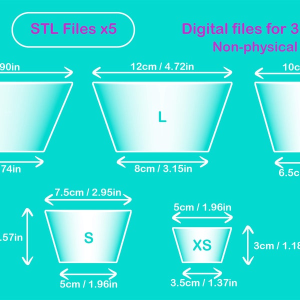 3D digital files Rim Cone x5 / STL files / Pottery tool / pottery rib / Digital item / Shape guide / Pop shape tools