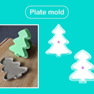 以下が含まれることがあります： クリスマスツリーの形をしたプレートを作るためのシリコンモールド2個。モールドには「A」と「B」のラベルが貼られています。