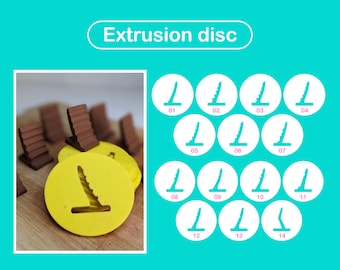 Pottery Extrusion dies / Pottery tool / test tile pattern disc / Clay extruder / Ceramic utensil / Pop shape tools